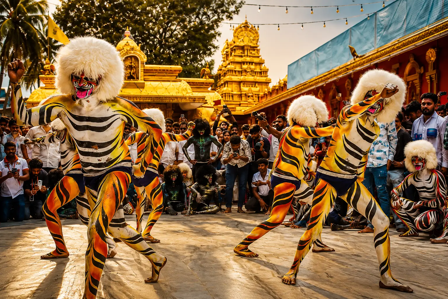 Hulivesha tiger dancer during
          festival
